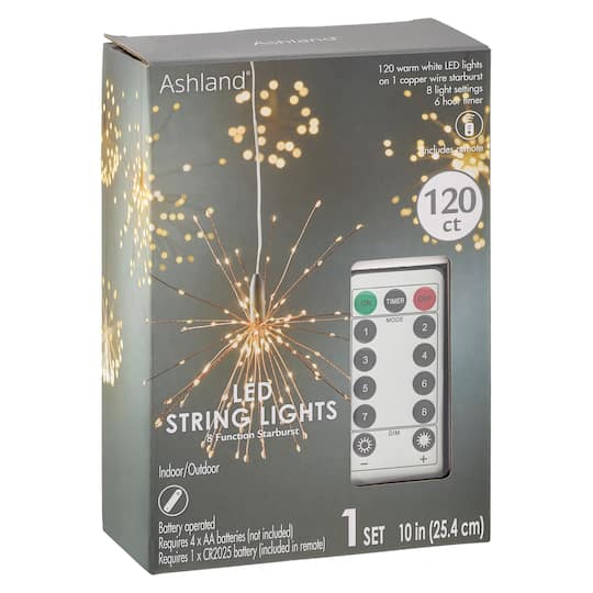 120ct. Warm White LED Copper String Lights Starburst by Ashland&#xAE;